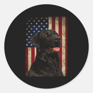 Black Labrador Lab Usa Flag Lab Owner Classic Round Sticker
