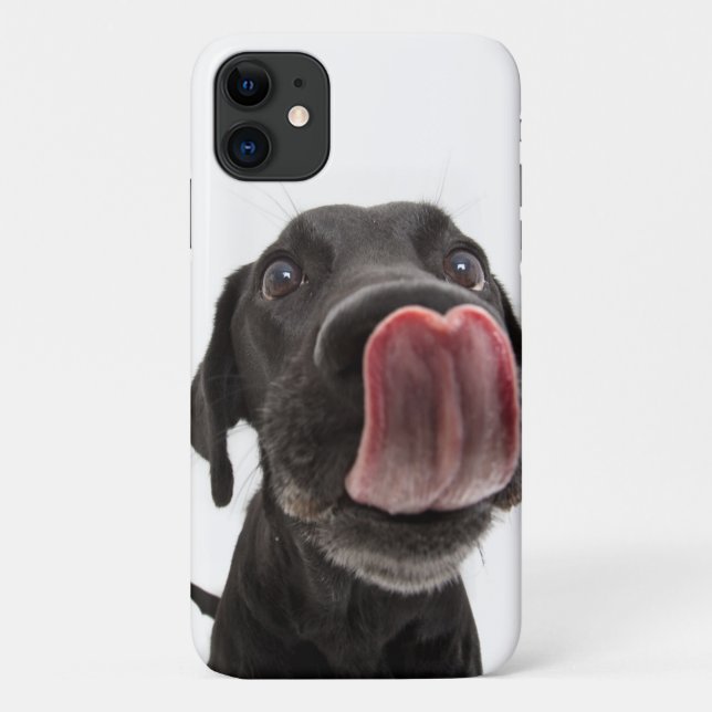 Black Labrador Licking Its Nose Case-Mate iPhone Case (Back)