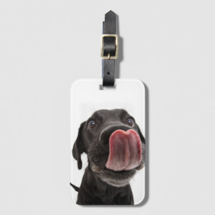 Black Labrador Licking Its Nose Luggage Tag