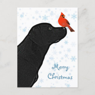 Black Labrador Merry Christmas - Cute Dog Holiday Postcard