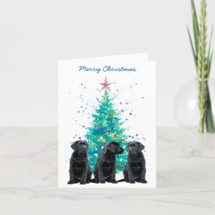 Black Labrador Merry Christmas Cute Dog Puppy Holiday Card