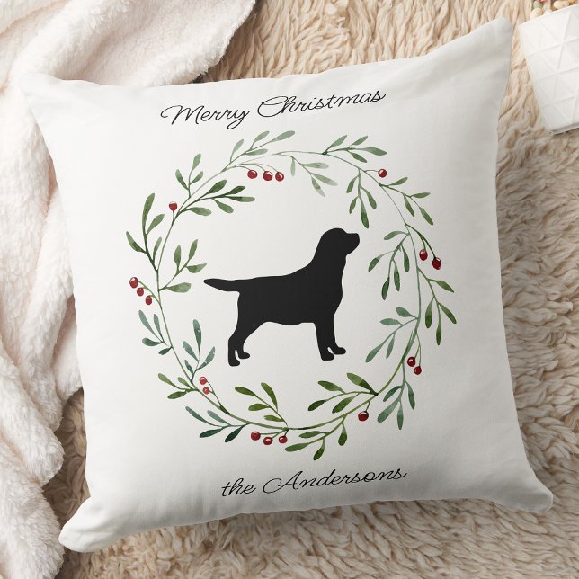 Black Labrador Merry Christmas- Labrador Retriever Cushion (Creator Uploaded)