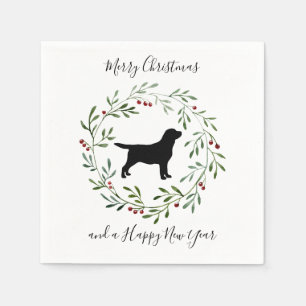 Black Labrador Merry Christmas- Labrador Retriever Napkin