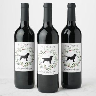 Black Labrador Merry Christmas Labrador Retriever Wine Label