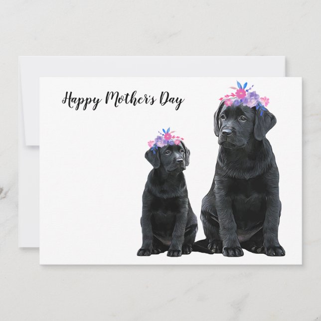 Black Labrador Mother's Day - Cute Dog Mum Puppy Holiday Card (Front)