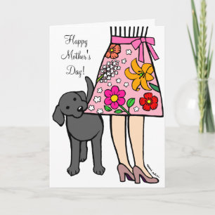 Black Labrador & Mum's Skirt Cartoon Card