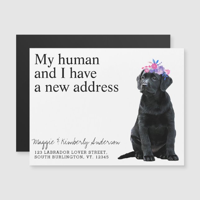 Black Labrador New Address Dog Moving Announcement (Front/Back)