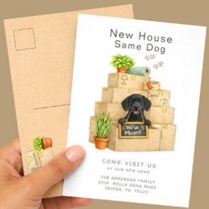Black Labrador New House Moving Announcement Postcard