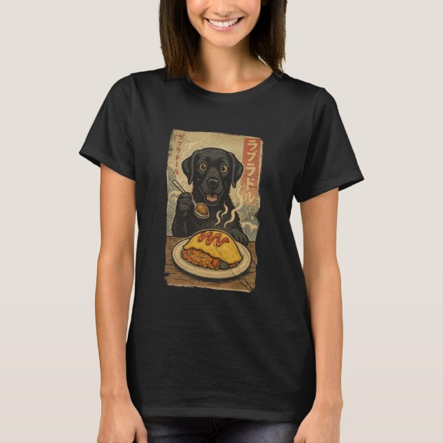 Black Labrador Omurice Series Funny Kawaii Ukiyo N T-Shirt (Front)