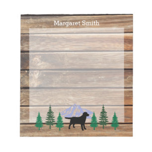 Black Labrador Outline Evergreen Trees Notepad