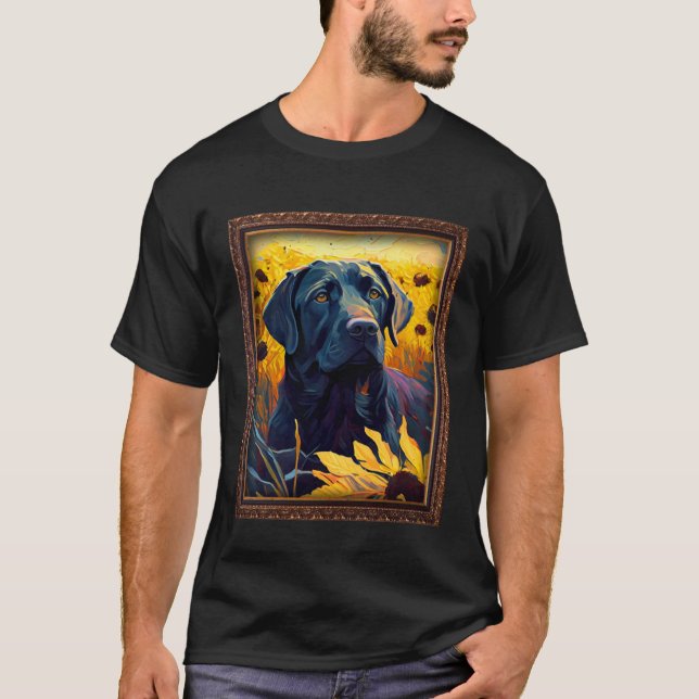 Black Labrador Painting Sunflower Flower Mom Women T-Shirt (Front)