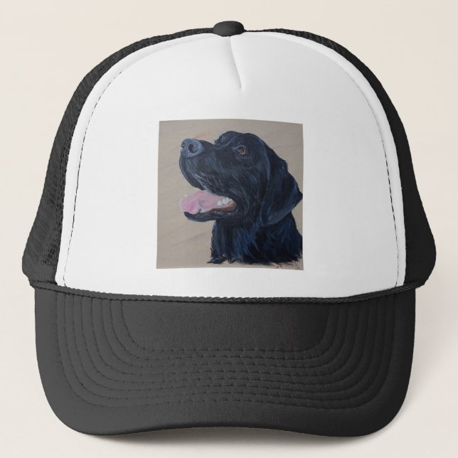 Black Labrador Painting Trucker Hat (Front)