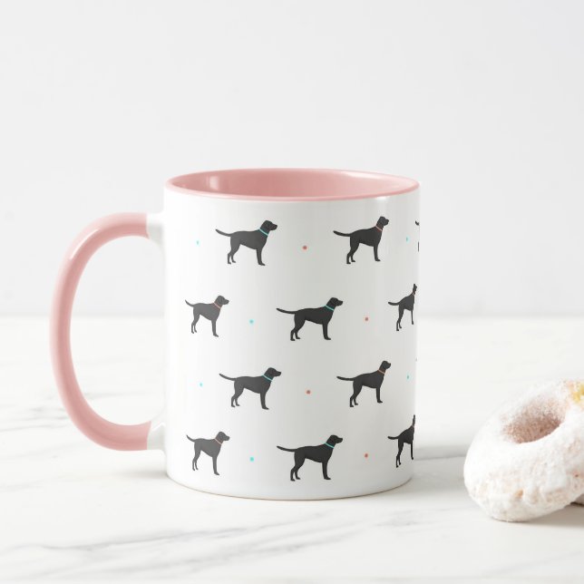 Black Labrador Pattern Mug (With Donut)