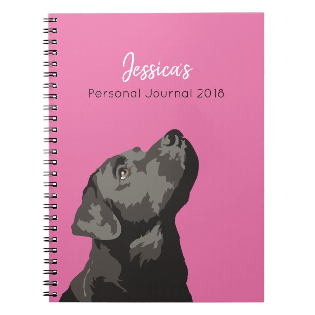 Black Labrador Personalized Journal Notebook (Front)
