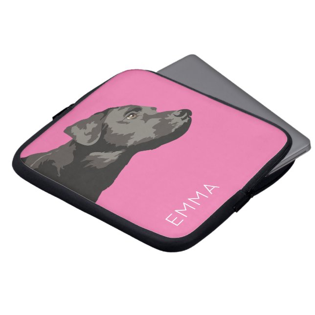Black Labrador Personalized Laptop Sleeve (Front Top)