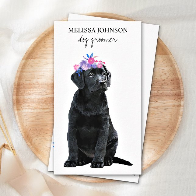 Black Labrador Pet Business Dog Groomer Business Card (Creator Uploaded)