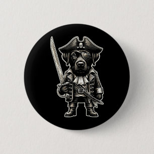 Black Labrador Pirate Dog Halloween Party 6 Cm Round Badge
