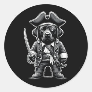 Black Labrador Pirate Dog Halloween Party Classic Round Sticker