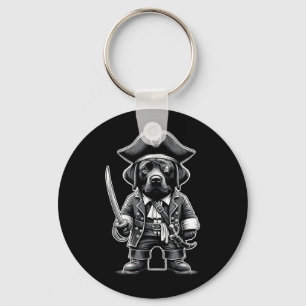 Black Labrador Pirate Dog Halloween Party Key Ring