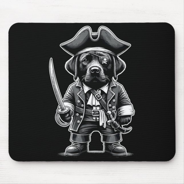 Black Labrador Pirate Dog Halloween Party Mouse Pad (Front)