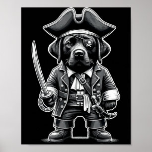 Black Labrador Pirate Dog Halloween Party Poster