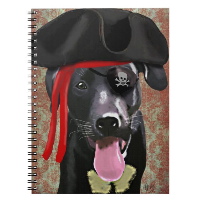 Black Labrador Pirate Dog Notebook (Front)