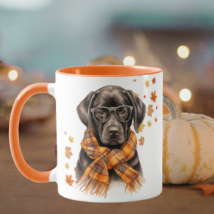Black Labrador Plaid Scarf Cosy Fall Coffee Mug