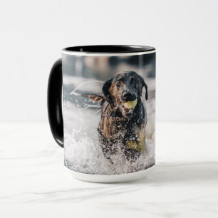 Black Labrador Plays Fetch In Water Mug