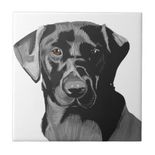 Black Labrador Portrait Ceramic Tile