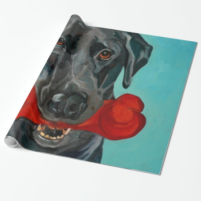 Black Labrador Portrait Gift Wrap (Unrolled)