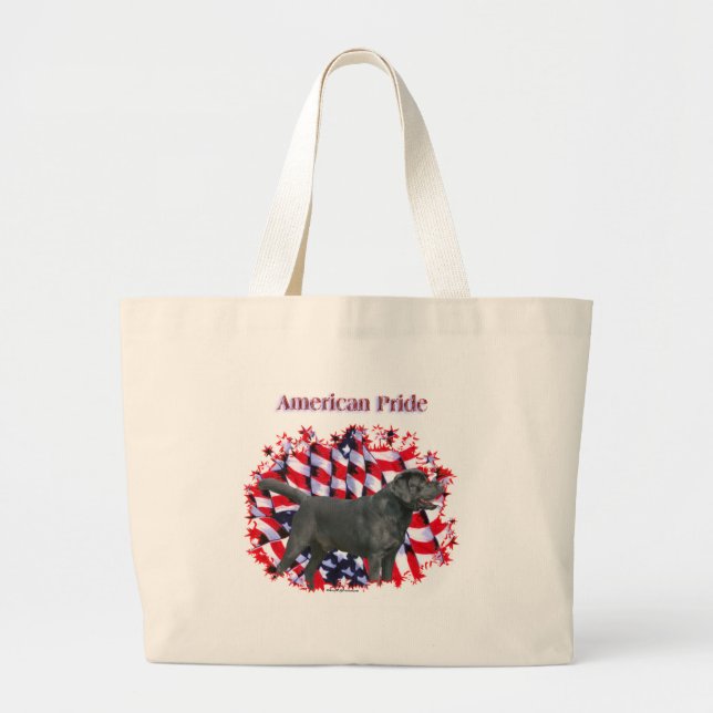 Black Labrador Pride Large Tote Bag (Front)