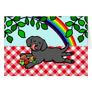 Black Labrador Puppy and Hamburger