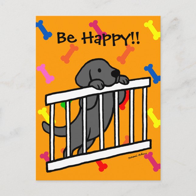 Black Labrador Puppy Cartoon Postcard (Front)