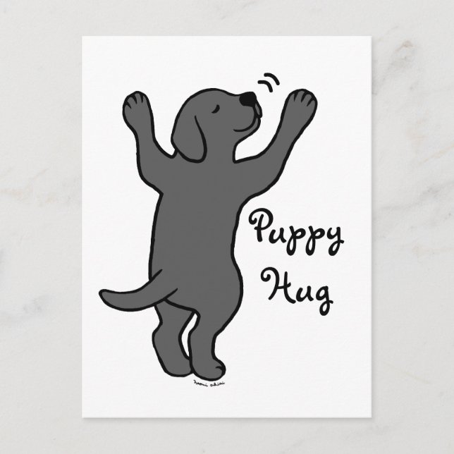 Black Labrador Puppy Hug Postcard (Front)