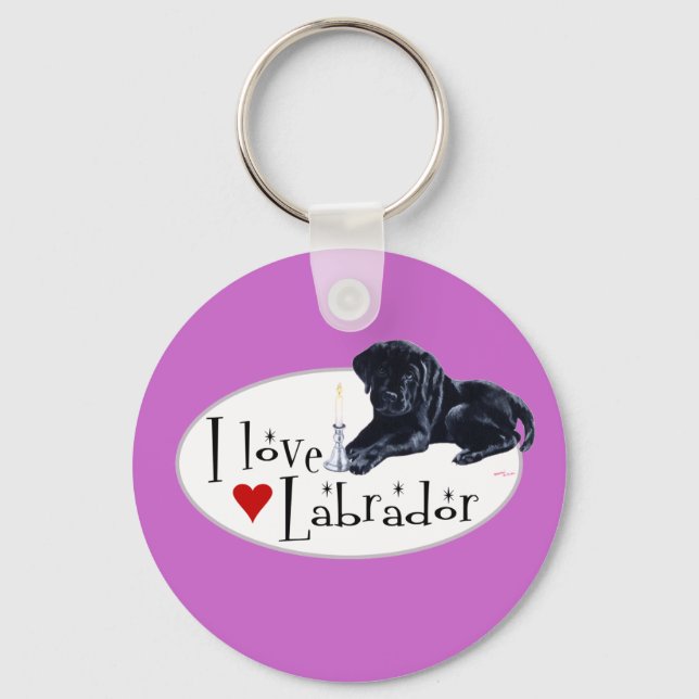 Black Labrador Puppy Key Ring (Front)