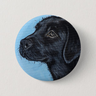 Black Labrador Puppy Painting 6 Cm Round Badge