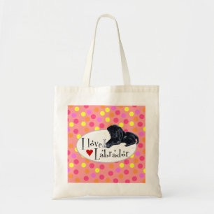Black Labrador Puppy Polka Dot Tote Bag