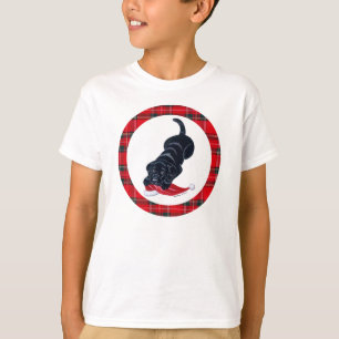 Black Labrador Puppy & Santa Hat Christmas T-Shirt