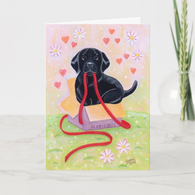 Black Labrador Puppy Thank You Card (Front)