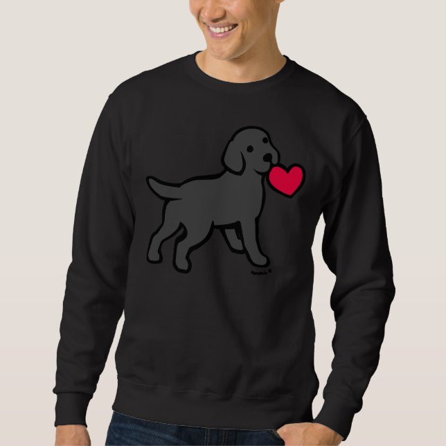 Black Labrador Puppy With A Little Heart Sweatshirt (Front)