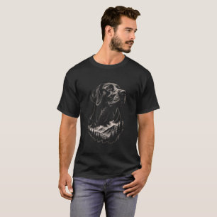 Black Labrador Realistic Monochrome T-Shirt