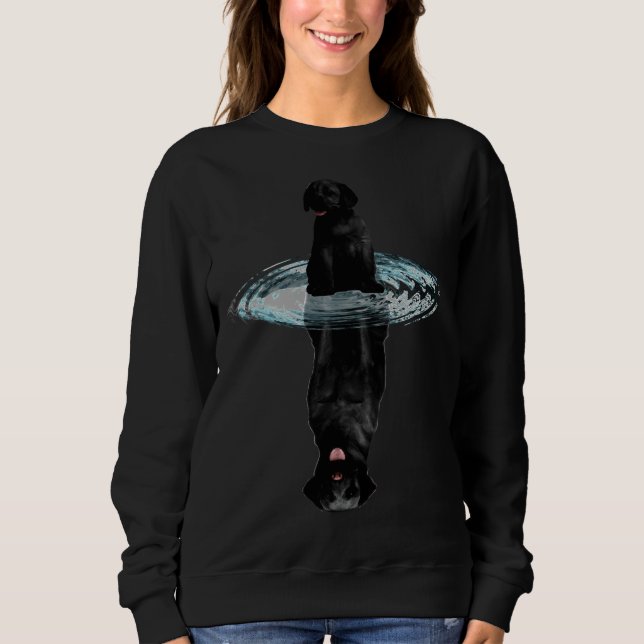 Black Labrador Reflection For Dog Owner Sweatshirt (Front)