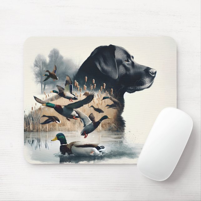 Black Labrador Retriever and Ducks Mouse Pad (With Mouse)