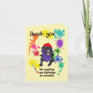 Black Labrador Retriever Art Birthday Party      Thank You Card