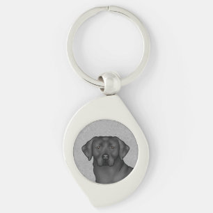 Black Labrador Retriever Art Cute Lab Dog Head Key Ring