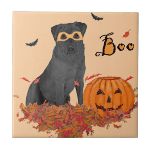 Black Labrador Retriever Boo! Ceramic Tile