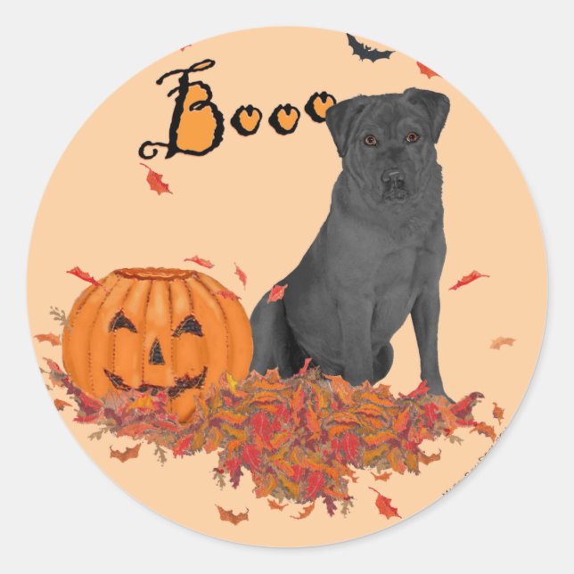 Black Labrador Retriever Boo! Classic Round Sticker (Front)