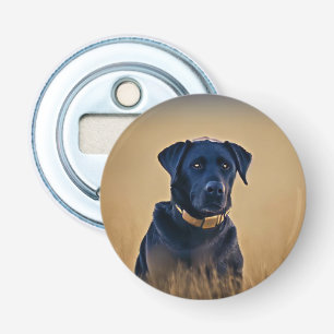 Black Labrador Retriever Button Bottle Opener