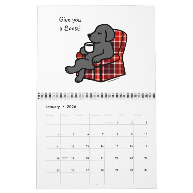 Black Labrador Retriever Cartoon Calendar 2015 (Jan 2026)