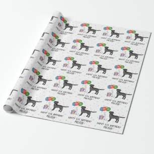 Black Labrador Retriever Cartoon Dog - Birthday Wrapping Paper